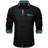 Men's shirts Long Sleeve Luxury Designer Black and Green Splicing Collar and Cuff Clothing Casual Dress Shirts Blouse MartLion CY-2244 S 