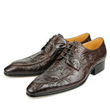 Luxury Men's Leather Shoes Hand Stitched Derby Crocodile Skin Prints Leather Casual Office Dress Service MartLion   