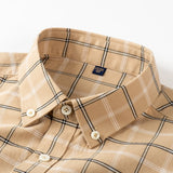 Men's Long Sleeve Plaid Checkered Heavy Cotton Shirt Single Patch Pocket Casual Shirts MartLion   