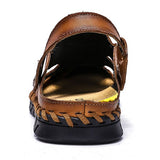 Men's Leather Sandals Summer Classic Shoes Slippers Soft Roman Outdoor Walking Footwear Mart Lion   