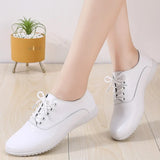 Leather Women's Casual Shoes Soft-sole Moccasins White Shoes Luxury Sneakers Flat MartLion   