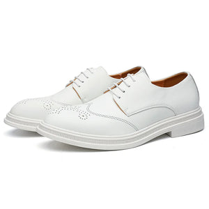 White Shoes Men's Comfort Leather Derby Lace-up Casual Dress MartLion white 8599 38 CHINA