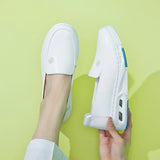 Spring and Summer Cowhide EVA Air Cushion Hospital White Nurse Shoes Soft Sole Small White MartLion   