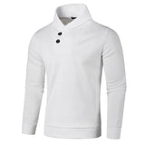 Half Turtleneck Men's Sweaters Button Neck Solid Color Warm Slim Thick Sweatshirts Winter Pullover MartLion White US S 