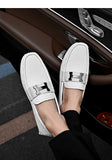 Men's Penny Loafers Genuine Leather Moccasin Driving Shoes Casual Slip On Flats Boat Mart Lion   