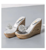 Summer diamond flower wedge sandals transparent sponge platform platform slippers women high heels MartLion   