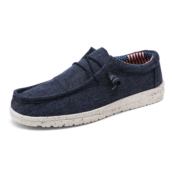 Men leisure sports shoes summer breathable light outdoor canvas shoes MartLion 197 Dark blue 45 