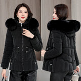 Down winter Jacket Women Parkas  Warm Cotton Padded Coat Ladies Short Overcoat Hooded MartLion   