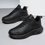  Black Leather Shoes Men's Height Increasing Winter Sneakers Plus Fur Warm Outdoor Cotton Casual Shoes MartLion - Mart Lion