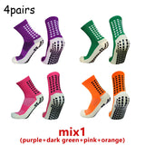 4 pairs Anti-slip Soccer Socks Men's Women Outdoor Sport Grip Football Socks antideslizantes de futbol MartLion JD-4--mix1  
