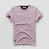 Men's Solid T-shirt Cotton t shirt Men Causal O-neck Basic shirt Male MartLion Purple59 XXL 