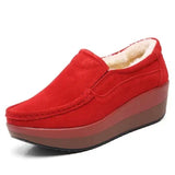 Autumn Shoes Platform Shoes Cow Suede Leather Flats Thick Sole Women's Loafers Moccasins MartLion