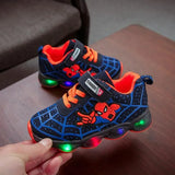 Spiderman LED Light Shoes Boys and Girls Light Kids Sports Shoes Mesh MartLion   