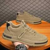 Men's Shoes Casual Summer Sneakers for Men Outdoor Platform  Lace-up Loafers Hiking MartLion Khaki 02 41 