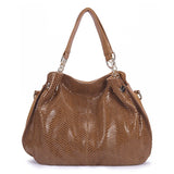 Women Shoulder Bags Ladies Large-Capacity Serpentine Handbag Casual Messenger Travel Bags Mart Lion brown  NB81  