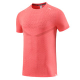 Print Gym Shirts Running Casual Outdoor Jogging Breathable Workout Short Sleeves Nylon Quick Dry Training MartLion orange M 