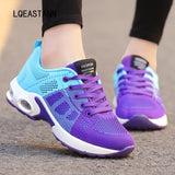 Thick Bottom Ladies Sneakers Breathable Soft Sole Ladies Casual Shoes Women Mesh High-Top Zapatos De Mujer Mart Lion   