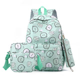 Korean fresh teddy bear printed women's cartoon school bags for teenage girls Student Mochila sac MartLion green  