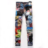 Patchwork Jeans Men's Beggar Pants Colorful Straight Denim Trousers Designer Hip Hop Streetwear Mart Lion multi 29 