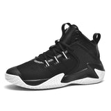 Summer Basketball Shoes Men's High Top Sneakers Retro Breathable Trend Walking MartLion Black white 39 