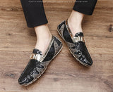 Printed Loafers Shoes men's luxury Skin Genuine Leather Flat Casual Slip-on Driving MartLion   