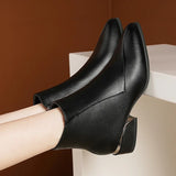British style boots for women winter thick heeled oversized short boots MartLion