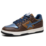 Autumn Men's Casual Sneakers Mixed Colors Tennis Sport Running Shoes Basketball Skateboard Flats Jogging Trainers Footwear Mart Lion brown blue 39 
