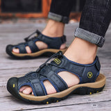 Men's Sandals Summer Shoes Leather Outdoor Footwear Mart Lion Blue 38 