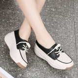 Hollow Lace Up Women sneakers Microfiber Summer Wedges Outsole Shoes Breathable loafers MartLion   