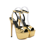 Liyke Summer Peep Toe 16.5CM Extreme High Heels Stripper Pole Dance Platform Shoes Women Ankle Strap Golden Sandals Pumps Mart Lion   