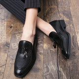 Luxury Loafers Slip-on Fringed Leather Shoes Woven Moccasin High-end British Style Thick Bottom Pointed Toe Designer MartLion   