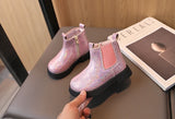 Autumn Spring Children Short Boots Girls Crystal Chelsea Boots Little Princess Bling Bling Baby Shoes Kids Leather MartLion   