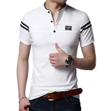 Summer Men's Short Sleeve T-shirts Slim Stand Collar Polo Shirt Korean Style Thin Pullover Casual Paster Deco Clothing MartLion White M 