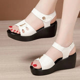 platform sandals women shoes summer high heels wedge ladies waterproof beach office MartLion WHITE 41 