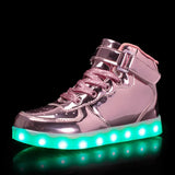 Children Glowing Sneakers Kid Luminous Sneakers for Boys Girls Led Women Colorful Sole Lighted Shoes Men's Usb Charging MartLion 032-Mirror pink 41 