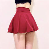 Women's Basic Skirt  Mini Pleated Skirt Red Black Waist Short Skirt Without Lining MartLion   