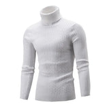 Autumn And Winter Turtleneck Warm Solid Color sweater Men's Sweater Slim Pullover Knitted sweater Bottoming Shirt MartLion White M 