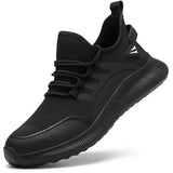 anti puncture Summer breathable work sneakers with iron toe anti-slip work shoes anti smashing light weight safety men's MartLion FZ-109 Black 36 