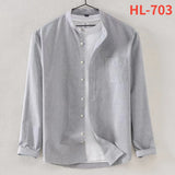 Spring and Autumn Pure Cotton Stand Collar Oxford Spun Long Sleeve Shirt Casual No-Iron Men's Clothing MartLion HL-703 38 