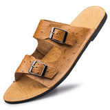 Men's Flat Sandals With Adjustable Genuine Leather Summer Shoes Beach Sport Slippers Non-slip Wear-resistant Mart Lion Auburn 38 