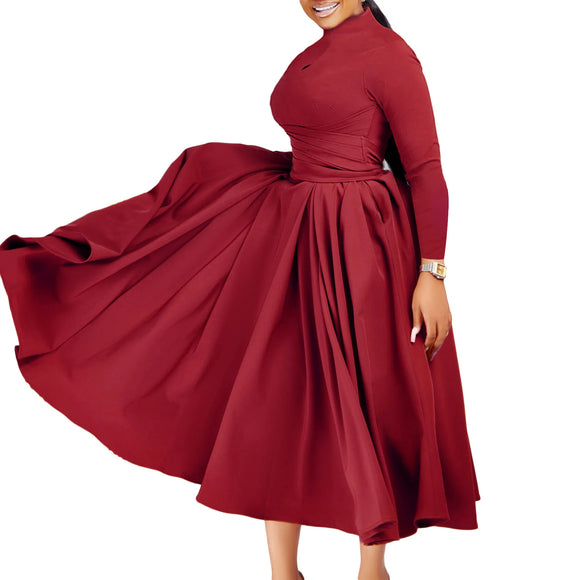 solid color casual  dress long sleeve elegant party dress elegant dresses MartLion   