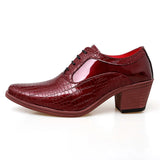 Men's Heel shoes Formal Leather Brown Loafers Dress Shoes Crocodile Casual Zapatos Hombre MartLion Red 812 38 