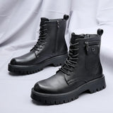 Men's English Style Thick Sole Design Men Boots  Layer Leather Casual Boots