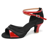 girls women's  ballroom tango salsa dance shoes  5cm and 7cm heeI MartLion black red 5cm 36 (23cm) 