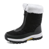 Winter Women's Snow Boots Non-slip Outdoor Waterproof Keep Warm Zipper Cotton MartLion Black 42 insole 26.0cm 