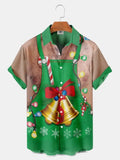 Christmas Snowman Claus Anime Pattern Hawaiian Shirt For Men Casual Short Sleeve Summer MartLion   