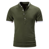 Summer Polo Shirts Men's Cotton Short Sleeve Causal Polo Shirts Solid Color Slim Tops Tees Clothing Mart Lion ArmyGreen S 