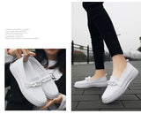 Women's Summer Footwear Slip On Chain Ballet Flats Sneakers Elegant White Nurse Ladies Loafers MartLion   