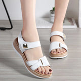 Summer Leather Open Toe Women Sandals Trendy Buckle Flat Sole Woman Shoes Outdoor Casual Ladies Beach MartLion   