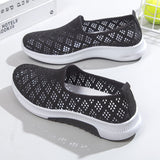 Summer Korean Mesh Women's Shoes Breathable Hollow Sports Walking Sneakers Casual Flat Ladies Mart Lion black 35 